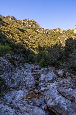 View on the mountains around the Gorges de l'Heric shortly after sunrise