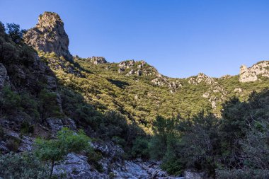 View on the mountains around the Gorges de l'Heric shortly after sunrise