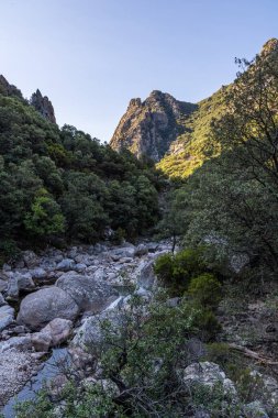 View on the mountains around the Gorges de l'Heric shortly after sunrise