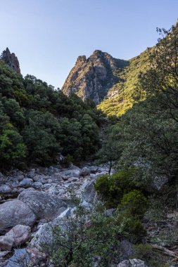 View on the mountains around the Gorges de l'Heric shortly after sunrise