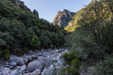 View on the mountains around the Gorges de l'Heric shortly after sunrise