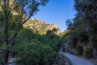 View on the mountains around the Gorges de l'Heric shortly after sunrise