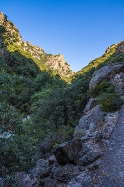 View on the mountains around the Gorges de l'Heric shortly after sunrise