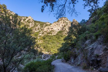 View on the mountains around the Gorges de l'Heric shortly after sunrise