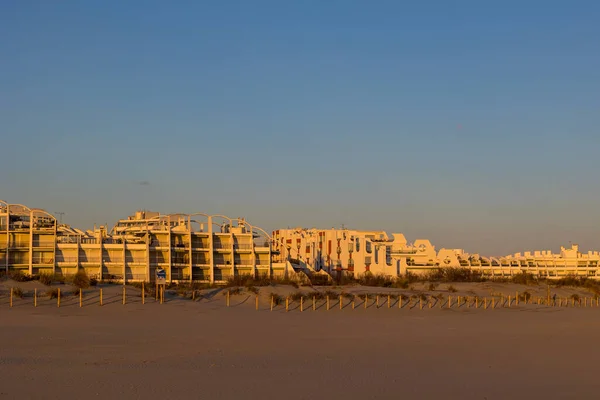 View Buildings Couchant District Dunes Beach Grande Motte Sunset — 图库照片