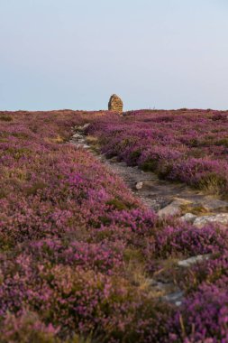 Şafakta Mont Caroux 'un tepesindeki anıt.