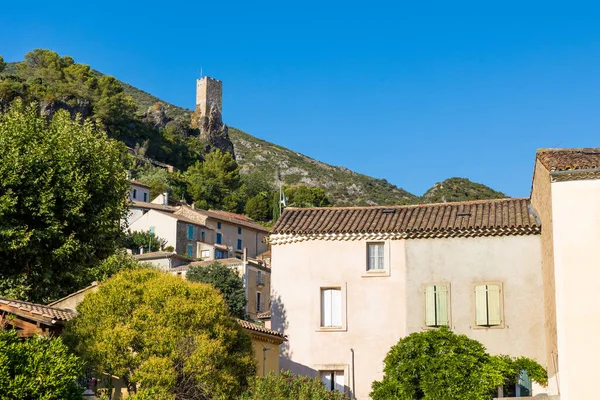 Tour Médiévale Dessus Village Roquebrun — Photo