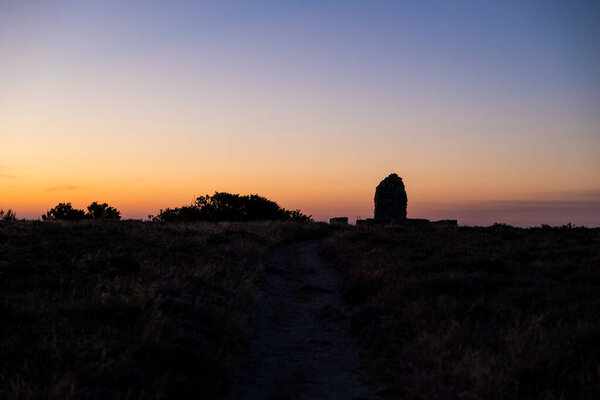 Monument on top of Mont Caroux at sunrise
