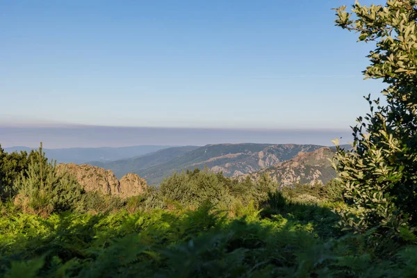 Morning View Landscapes Monts Espinouse Summit Caroux Haut Languedoc Regional — Stock Photo, Image