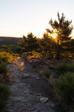 Mont Caroux yürüyüş yolunda yükselen güneş.