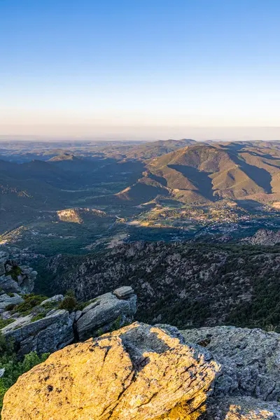 Vista Del Amanecer Del Hrault Del Parque Natural Haut Languedoc — Foto de Stock