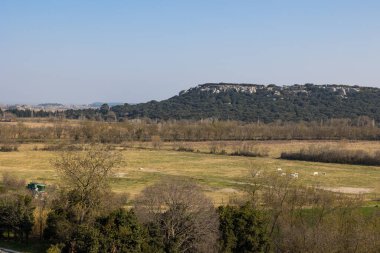 Montmajour Manastırı 'nın çevresindeki manzara, Arles yakınlarında.