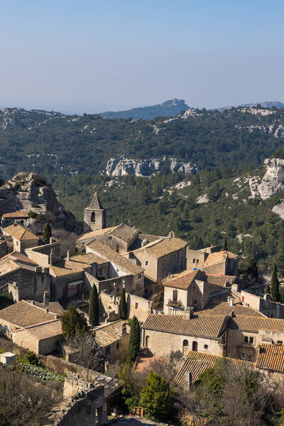 Medieval village of Les Baux-de-Provence from the keep of the castle