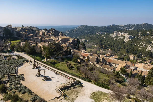 stock image Medieval village of Les Baux-de-Provence from the keep of the castle