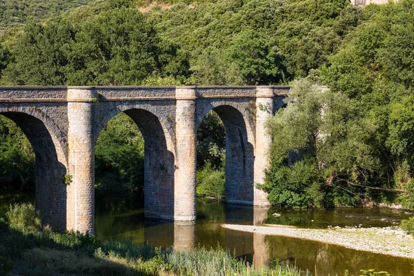 Ceps bridge in Roquebrun, a six-arched bridge dating from the 19th century and crossing the river Orb