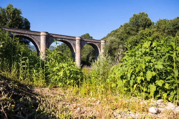 Γέφυρα Ceps Στο Roquebrun Μια Εξάρριχτη Γέφυρα Που Χρονολογείται Από — Φωτογραφία Αρχείου