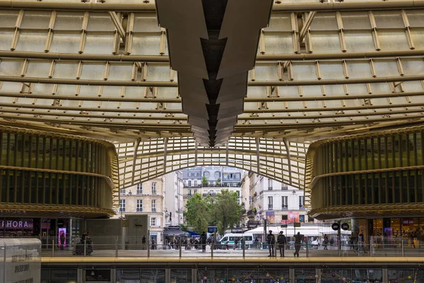 Metalen Structuur Van Canopee Boven Het Station Chatelet Les Halles — Stockfoto