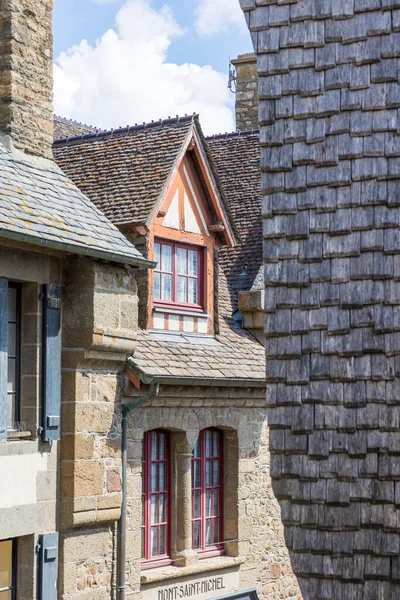 stock image Granite facade of a house in Mont Saint-Michel