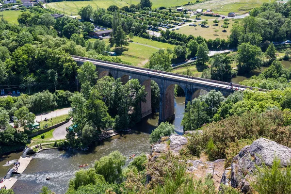 Vista Sobre Viaduto Clecy Partir Das Falésias Longo Rio Orne — Fotografia de Stock