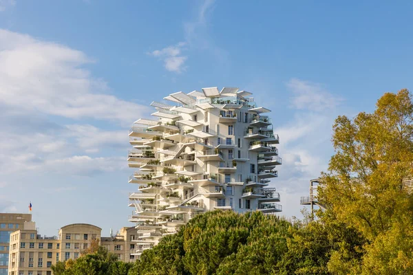 Montpellier 'deki Lez Nehri kıyısında Arbre Blanc binası.