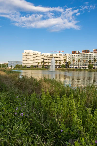 stock image Urban landscape around Bassin Jacques Coeur in the Port-Marianne district in Montpellier