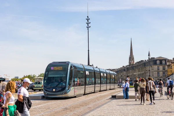 stock image Tram from Bordeaux to Place de la Bourse Station