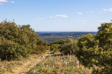 Les Matelles 'deki Bois de Leque' den denize Languedoc ovasına bakın.