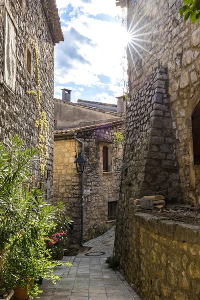 stock image Alley in the medieval village of Matelles