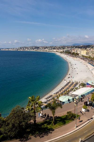 Panorama Promenade Des Anglais Beach Bellanda Tower Nice — Stock Photo, Image