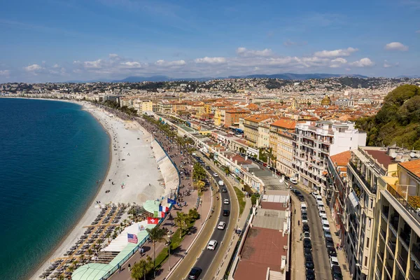 Panorama Della Promenade Des Anglais Della Spiaggia Dalla Torre Bellanda — Foto Stock