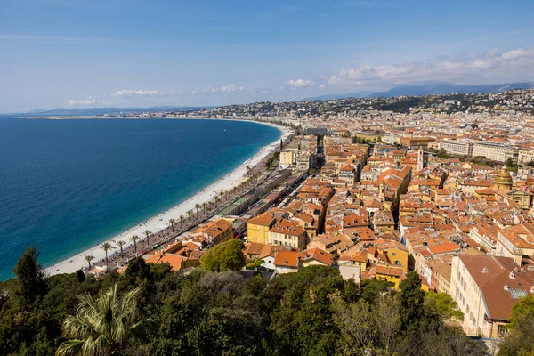 Panorama Della Promenade Des Anglais Spiaggia Dalla Collina Del Castello — Foto Stock