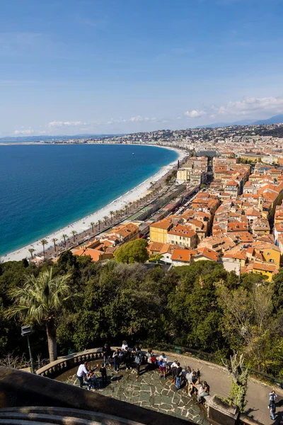 Panorama Della Promenade Des Anglais Spiaggia Dalla Collina Del Castello — Foto Stock