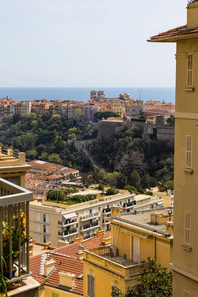 stock image View of the Rock of Monaco between two buildings from the heights of Monaco