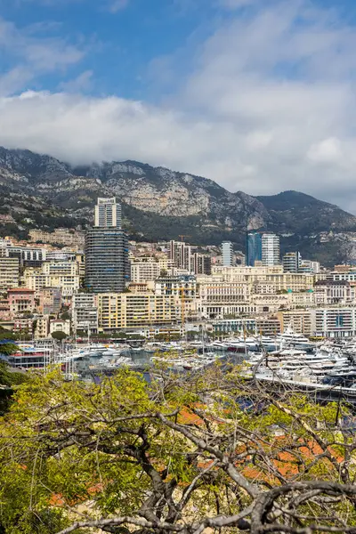 Панорама Веж Монако Біля Підніжжя Гір — стокове фото