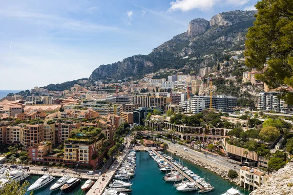 Panorama Fontvieille District Prince Palace Monaco — стокове фото