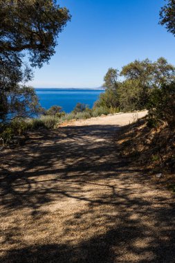 Nice 'teki Mont Boron' un tepesine giden yol, Akdeniz kıyısında.