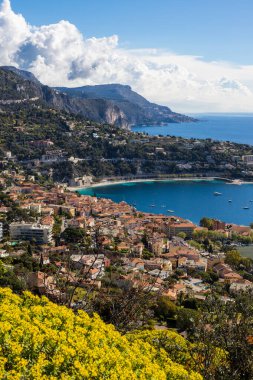 Nice 'deki Mont Alban Kalesi' nden Villefranche-sur-Mer Roadstead Panoraması