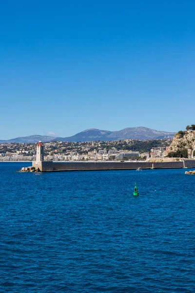 Bel Faro Che Segna Ingresso Port Lympia Fronte Alla Baie — Foto Stock