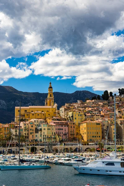 stock image St. Michael the Archangel Basilica of Menton from the Quai Napoleon III