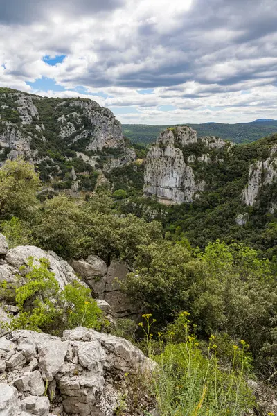 stock image Cliffs of the Herault Gorges from Mont Agones