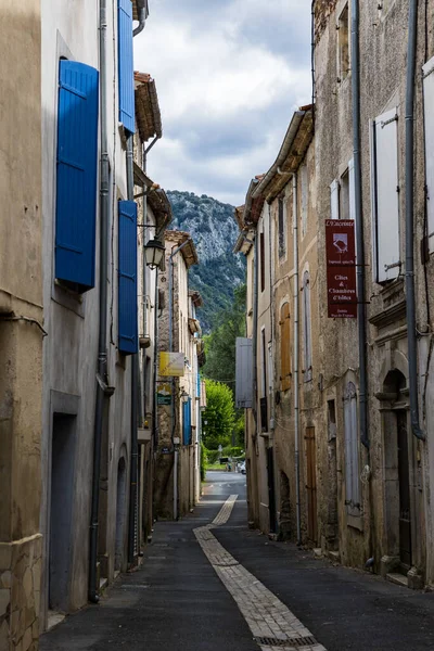 stock image Main street of the village of Saint-Laurent-le-Minier, Rue Antoine Carle