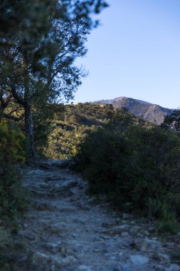 Collioure yakınlarındaki Alberes Dağları 'ndaki Dugommier Kalesi manzarası