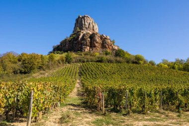 Roche du Solutre, Macon yakınlarındaki Solutre-Pouilly köyünde ünlü Pouilly-Fuisse adasının üzüm bağına bakan kireçtaşı yamacı.