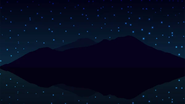 Paysages Montagneux Avec Étoiles Lune Illustration Vectorielle — Image vectorielle