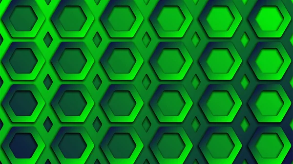 Αφηρημένο Φόντο Του Hexagons Πράσινα Χρώματα Καθιστούν Απεικόνιση — Διανυσματικό Αρχείο