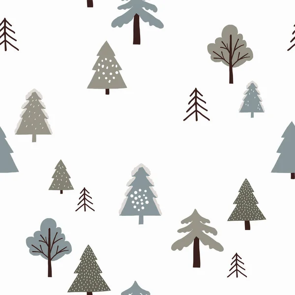 Χειμώνας Boho Απρόσκοπτη Μοτίβο Έλατα Έλατο Χριστούγεννα Εικονογράφηση Διάνυσμα Επίπεδη — Διανυσματικό Αρχείο