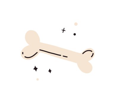 Cadılar Bayramı kemiği beyaz arka planda izole edilmiş. Sevimli insan röntgeni kol kemiği Kawaii grafiği. Düz el çizim tarzında vektör illüstrasyonu