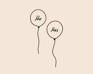 Doğum günü için sanat balonu, düğün partisi. El çizimi balon çizimi. Vektör özet çizimi