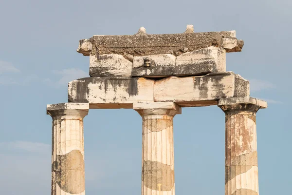 Közelkép Athena Templomáról Delphoiban Görögországban — Stock Fotó