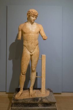 Delphi, Yunanistan 11 Ağustos 2022. Yunanistan 'daki Delphi arkeoloji müzesi. Antik Yunan uygarlığı.